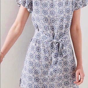 Loft blue and white print dress